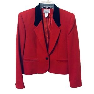 The Villager Vintage Wool Blend Blazer - Red - Size 8